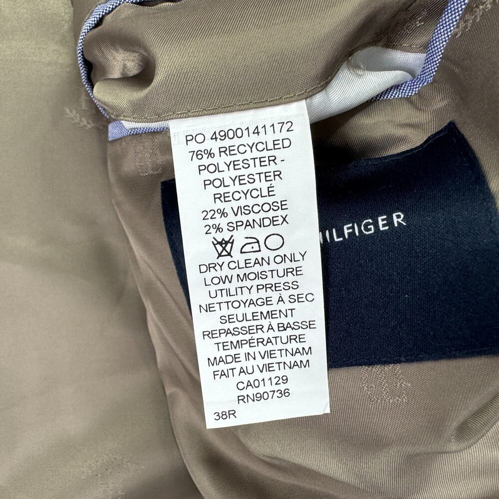 Tommy Hilfiger Mens TH Flex Conrad Modern Fit Plaid Sport Coat Tan Blue 38R - Picture 6 of 6